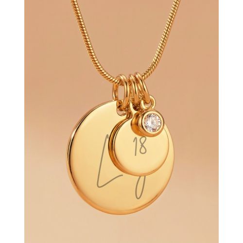 15mm Pendant With Birthstone Necklace